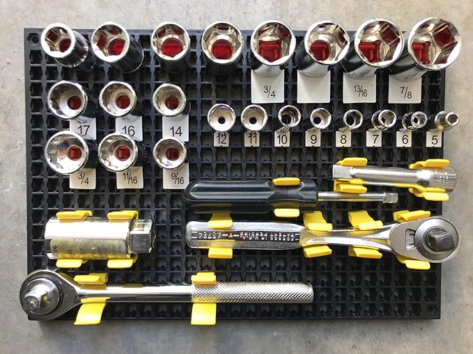 Organizer Genie ® - One Yellow Pegboard to organize your Sockets, Wrenches, Pliers, Screwdrivers, Bits and All Other Tools