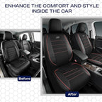 Skechers Air-Cooled Memory Foam Seat Covers,Thick Car Seat Covers,Leather Piping Car Seat Covers Front Seats,Airbag Compatibl
