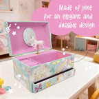 The Memory Building Co Unicorn Musical Jewelry Box Plays Classic Melody, Storage Organizer Music Box for Kids Ages 6-12, MDF 