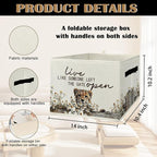 Rustic Cheetah Storage Bins & Boxes with Handles, Farmhouse Leopard Foldable Basket for Organizing, Live Like Someone Left th