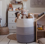 OrganiHaus Large Gray Woven Laundry Basket w/Handles 52L, Rope Dirty Clothes Hamper, Blanket Basket for Living Room, Baby Lau