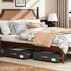 TOSKING 2-Pack Under Bed Storage Bins with Wheels and 4 Vacuum Seal Bags, Heavy Duty 80lbs Capacity,7.9"Height Clear Lid Orga
