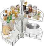 YITAHOME 31" Lazy Susan Turntable with Chrome Pie-Cut Design, 270° Chrome Corner Organizer with 2 Shelves and Adjustable Heig