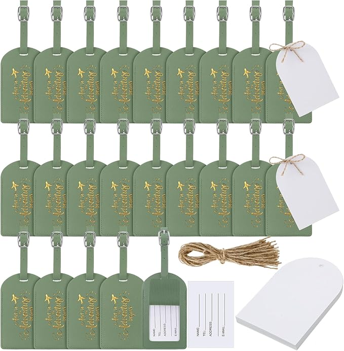 Amylove Bulk Luggage Tags Wedding Favors Adventure Begins Luggage Tags for Guests Travel Tag for Suitcase Bridal Gift 24 Pack
