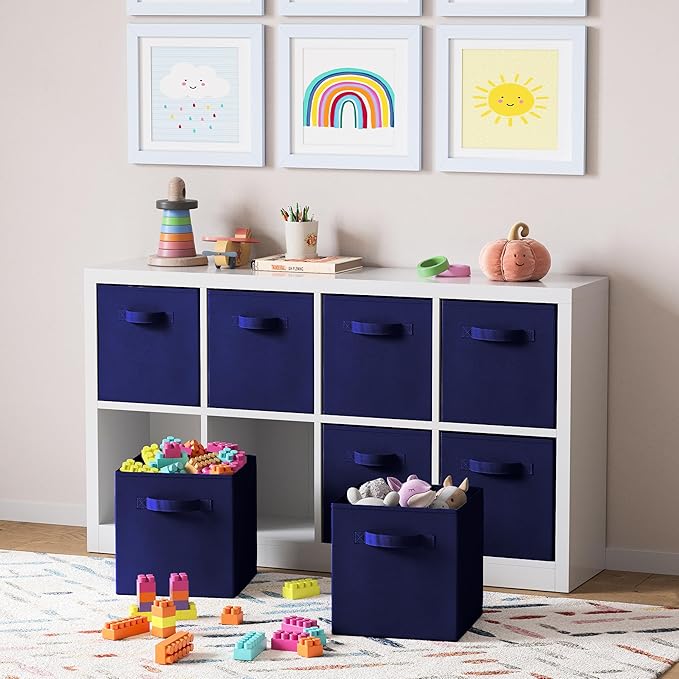 Storage Cubes Pack Of 8 - Standard Size Cube Storage Bin 10.5x10.5x11 With Dual Handles For Easy Carrying- Fabric Storage Bin