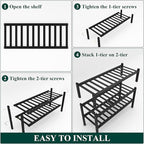 Smiry Shoe Rack, 3 Tier Bamboo Shoe Organizer, Stackable Free Standing Wooden Shoe Storage Shelf for Closet, Entryway, Front 