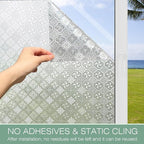 STATINT Frosted Glassy Petals 3D Begonia Window Privacy Film Decorative Non Adhesive Static Electricity Sun Blocking Flowering for Bathroom and Home，23.6 Inch X 6.5 Feet