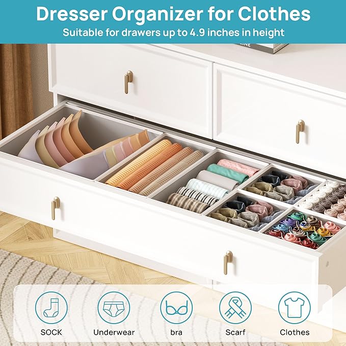 Vtopmart 72 PCS Clear Plastic Drawer Organizers Set + 12Pack Drawer Organizer for Clothes