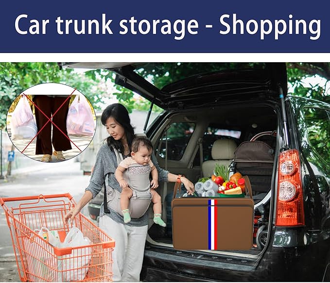 Homeve Trunk Organizer for Car, Waterproof Collapsible 3 Compartments Car Organizer, Foldable Storage for Car Accessories, Too