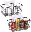 2 Set Adhesive Hanging Wall Basket Inside Cabinet Door Organizer,Wall Storage Basket-No Drilling Adhesive wall Basket for Cup