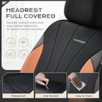 Coverado Seat Covers for Car 2 Seats, Leather Car Seat Covers Fullset, Breathable Mesh Front and Rear Protectors, Brown Luxur