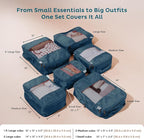 6-Pack Large Compression Packing Cubes for Travel - Lightweight Compression Packing Cube Set, Water-Resistant Luggage Organiz