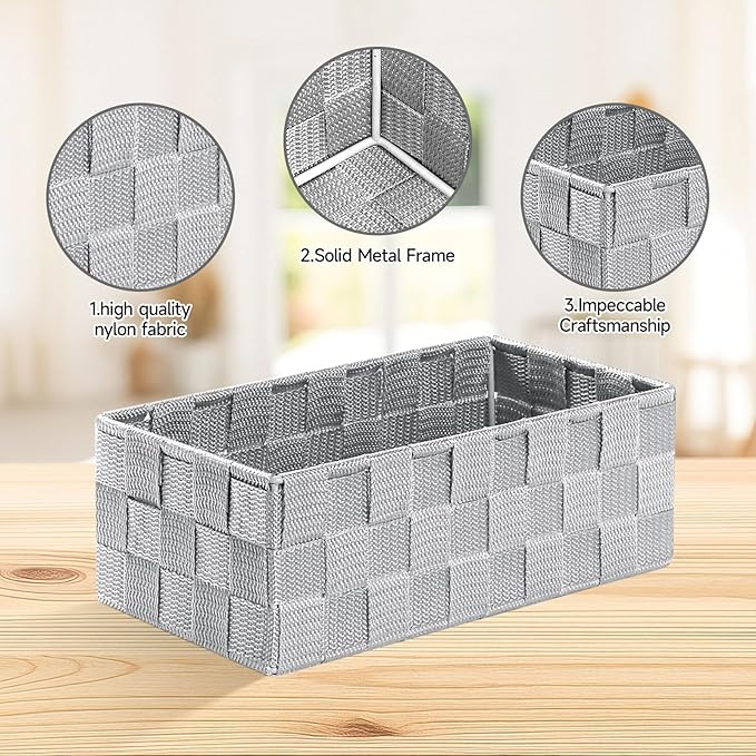 Posprica Small Baskets for Organizing(7 Set) Woven Storage for Shelves, Bathroom, Decorative Closet Organizer, Dresser Bins, 
