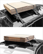 QWORK Universal Soft Roof Rack Pads with 16ft Waterproof Tie-Down Straps, Car Roof Top Carrier System for Kayak Surfboard Canoe SUP Snowboard, No Roof Rails Needed, Storage Bag