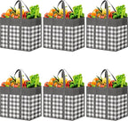 WOWBOX Reusable Grocery Bags,6-Pack, Foldable Reusable Shopping Tote Bags bulk with Reinforced Handles,Large Storage Bags with Water Resistant Coating for Groceries,Multipurpose,Grey-White