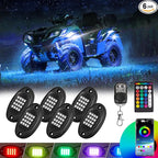 6 Pods RGB LED Rock Lights for UTV ATV Golf Cart Truck RZR Offroad Pickup SUV, Waterproof Multicolor Underglow Kit for Cars with APP Music Mode, Vehicle Underbody Light Underneath Accent 12V