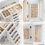 Miratino Jewelry Box for Women Girls, Wooden Jewelry Organizer Box with Mirror, 5 Layer Jewelry Storage Case Display for Neck