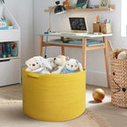 MEGASKET Extra Large Yellow Basket, 22” X 22” X 14” Cotton Rope Yellow Decor for Living Room Bedroom, Woven Basket for Blanke