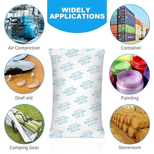 Large Desiccant Packs, 500 Gram 10 Packs Silica Gel Packets for Moisture Control, Silica Gel Car Dehumidifier by Reusable, La
