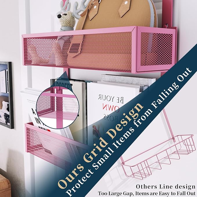 Consumest Over The Door Hooks Organizer - Extra Long Door Hanger with 9 Coat Hooks & 2 Mesh Basket, Back Storage Organizer Ha