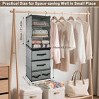 2-in-1 Durable 6-Tier Hanging Closet Organizer with 4 Removable Drawers,2 Separable 3-Tier Thickened Fabric Hanging Shelf Clo