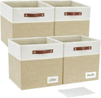 Bagnizer Collapsible Fabric Storage Cube Bins with 2 Reinforced PU Handles, Foldable Storage Organizer Baskets for Closet, Sh