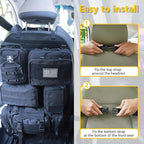 Universal Tactical Car Seat Back Organizer Bag Tactical Molle Vehicle Organizers Panel Vehicle Protector Organizers with 5 Detachable Pouches for Car (Upgraded C Black)