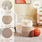 Artfeel Laundry Basket,Woven Cotton Rope Laundry Hamper,40L for Decorative Storage of Dirty Clothes,Toys and Blankets in Bath