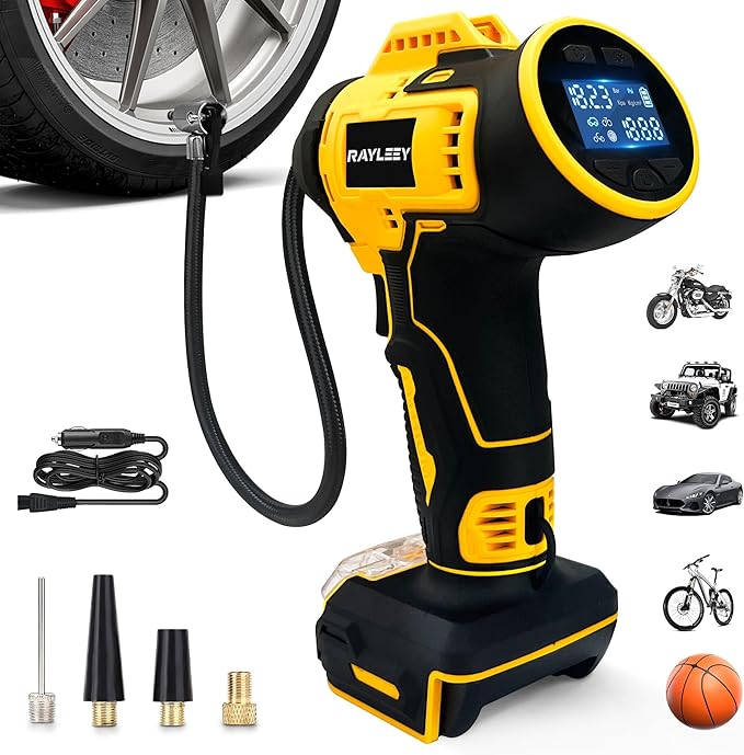 Tire Inflator Cordless for Dewalt MAX 20V Battery [Tool Only], 160PSI Portable Air Compressor with Pressure Gauge, Auto-Shutoff & Fast Inflation, Portable Air Pump for Car, Motorcycle, Bike, Ball