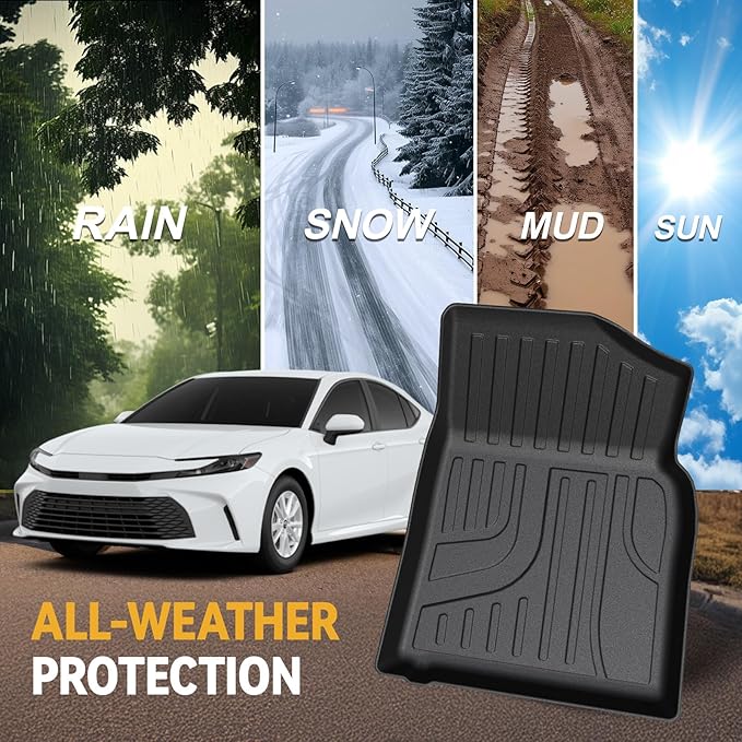 Floor Mats for Toyota Camry 2025-2026, All Weather Floor Mats Trunk Cargo Liner and Door Sill Guards Accessories, Full Coverage Set