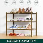 Smiry Shoe Rack, 3 Tier Thick Bamboo Shoe Organizer, Stackable Free Standing Wooden Shoe Storage Shelf for Closet, Entryway, 