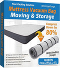 Storage Logic Foam Mattress Vacuum Bag for Moving, Storage, Vacuum Seal Mattress Bag with Straps (Queen/Full/Full-XL)