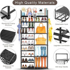 Kottwca 2 Row 10 Tier Tall Shoe Rack Organizer for Closet Entryway, 40-45 Pair Shoe Boot Storage Rack, Metal Shoe Shelf Small