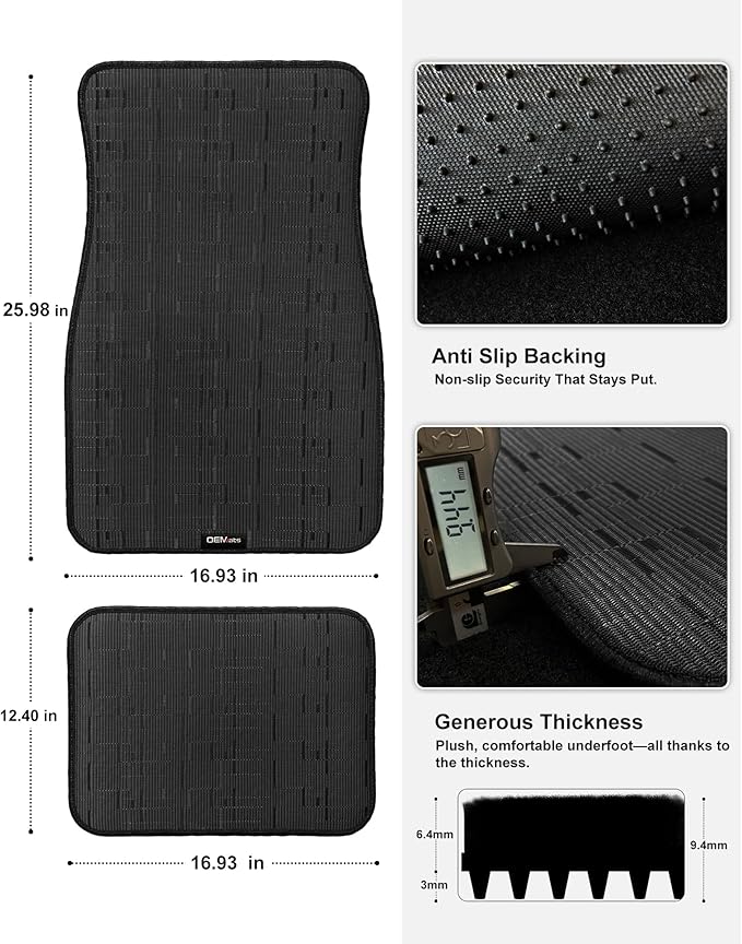 Ultra Durable Car Floor Mats, Premium PVC Coil All-Weather Automotive Floor Mats, Universal Fit with Anti-Slip Nibbs Backing,