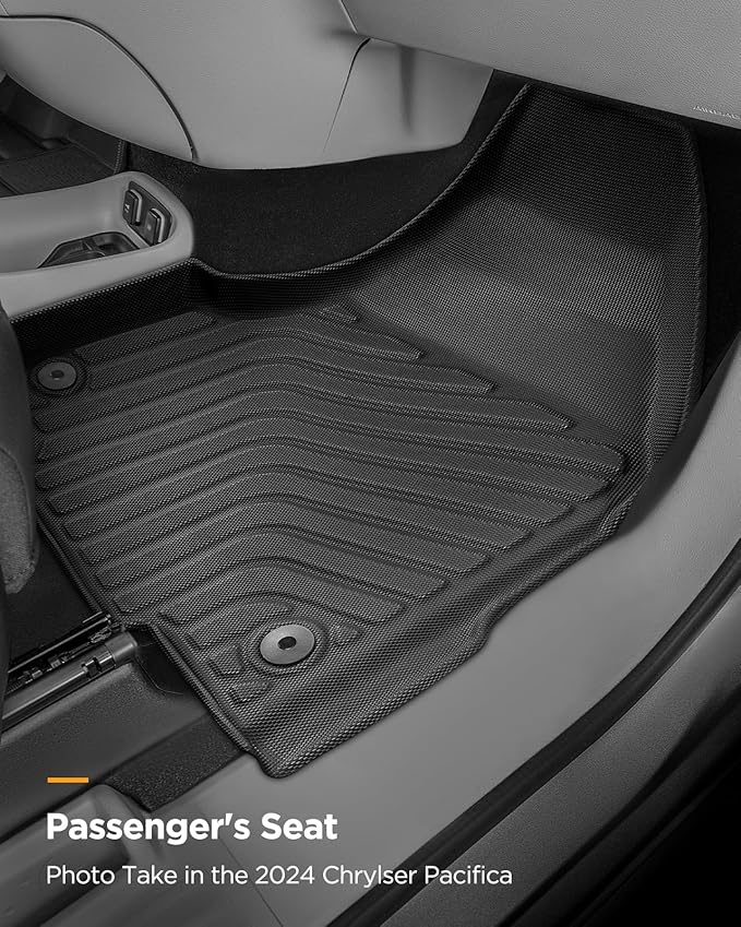 for Chrysler Pacifica 2017-2025 2026 7/8 Passenger (No Hybrid) Floor Mats Cargo Liner Carpet All Weather TPE Mat for Voyager 2020-2026, for Pacifica/Voyager 2018 2019 2021 2022 2023 2024 Accessories