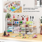 Makeup Organizer Storage with 16 Drawers, 4 Pcs Desktop Office Supplies, Desk Organizers, Clear Accessories, Dustproof Storag