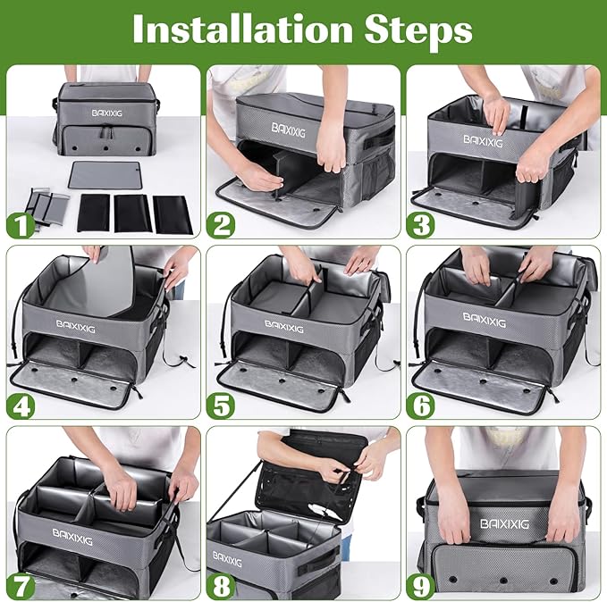 Golf Trunk Organizer, Waterproof Car Golf Locker with Separate Ventilated Compartment for 2 Pair Shoes, Golf Storage for Balls, Tees