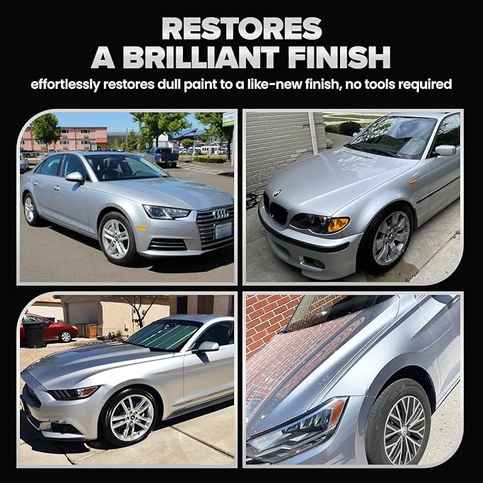 Carfidant Gray and Silver Scratch and Swirl Remover Kit, Car Scratch Remover for Deep Scratches with Buffer Pad, Rubbing Compound for Cars - 8.4 fl. Oz.