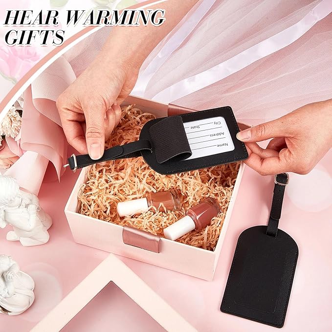 Dunzy 30 Pieces Leather Luggage Tag Women Identifiers Travel Suitcase Tags for Luggage Travel Backpack Bag Wedding Favors Wom