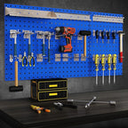 Goplus Garage Pegboard, Metal Pegboard Tool Organizer Kit with 3 Pegboards & 28 PCs Hanging Accessories, Heavy Duty Wall Orga