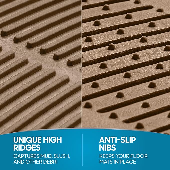 Heavy Duty 4pc Front & Rear Rubber Floor Mats for Car SUV Van & Truck-All Weather Protection Universal Fit
