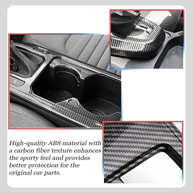 Center Console Frame Cover,for Kia K4 2024 2025 2026, Gear Shift Panel,Cup Holder Trim - Carbon Fiber Protective Accessories