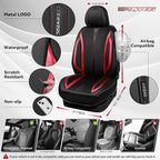 CAR PASS Nappa Leather Car Seat Covers, Durable Waterproof Luxury Universal Seat Covers for SUV Pick-up Truck Sedan, Anti-Sli