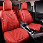 CAR PASS Nappa Leather Bling Diamond Car Seat Covers Full Set Universal Cushioned, Waterproof Heavy-Duty Anti-Slip Luxury Lea