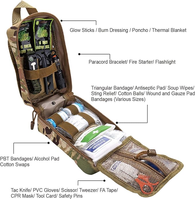 EVERLIT 250 Pieces Survival First Aid Kit IFAK EMT Molle Pouch Survival Kit Outdoor Gear Emergency Kits Trauma Bag for Campin