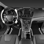 CAR PASS Leather Steering Wheel Cover and Waterproof Car Floor Mats, Microfiber Universal Car Combo Fit for 95% Sedan SUV Van