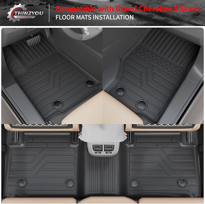 Floor Mats Compatible with 2022-2026 Jeep Grand Cherokee (Not Fit L or WK) Cargo Mat Back Seat Cover Protector 2025 Grand Cherokee Accessories (Fit 5 Seats,Trunk Mat+Backrest Mats+Floor Mats)