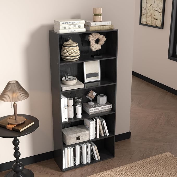 5 Tier book shelf,5 Cube Storage Organizer,5 Tier Cube Low Bookcase Freestanding Storage Display Organizer, 54 Inch Versatile