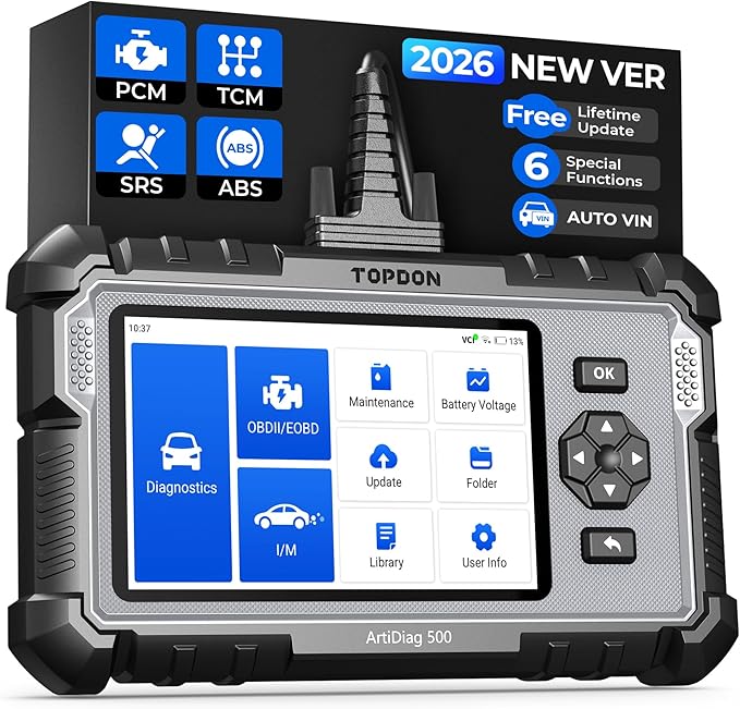 OBD2 Scanner TOPDON AD500, Oil SAS Throttle TPMS BMS EPB Reset, Engine ABS SRS Transmission, Diagnostic Scan Tool, AutoVIN,
