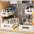 2-Pack 20.47"Deep Under Sink Organizer And Storage,2-Tier L-Shaped Pull Out Cabinet Organizer with Upgraded Slide Rails,Heigh